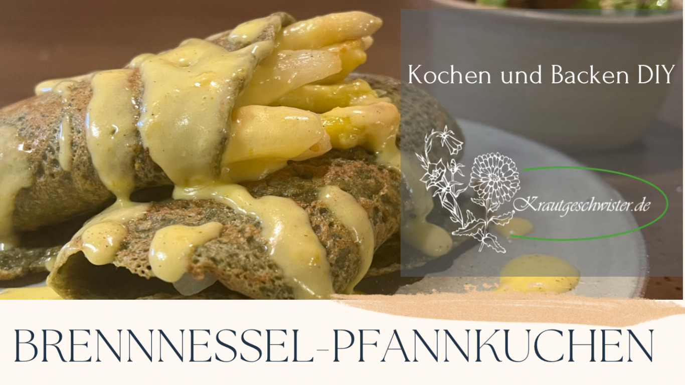 Brennnessel-Pfannkuchen mit Spargel und Sauce Hollandaise