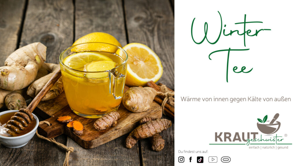 Winter-Tee mit Ingwer, Zitrone, Kurkuma, Zimt und Honig