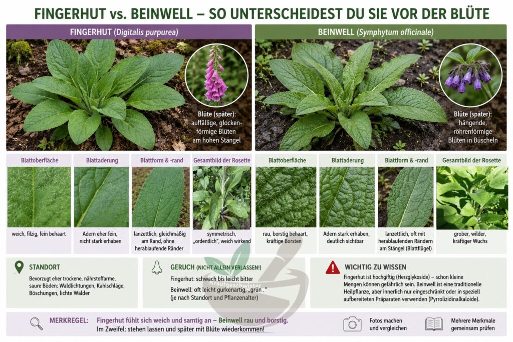 Fingerhut und Beinwell sicher unterscheiden