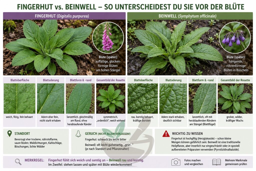 Fingerhut und Beinwell sicher unterscheiden