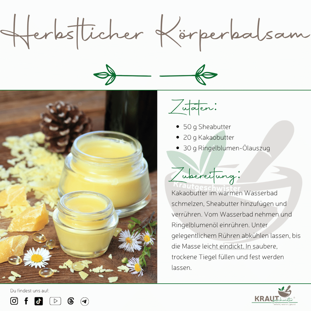 Herbstlicher K&ouml;rperbalsam mit Ringelblume und Kakaobutter
